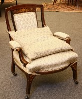 Lot 534 - A late Victorian strung and inlaid mahogany lady's chair