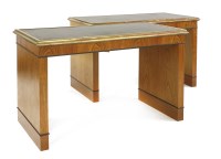 Lot 312 - A pair of Art Deco-style walnut library tables