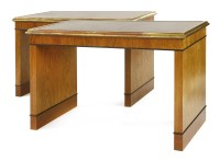Lot 313 - A pair of Art Deco-style walnut library tables