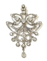 Lot 287 - A French late 19th century diamond set brooch pendant