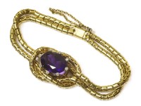 Lot 307 - A Victorian amethyst and diamond two row bracelet