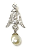 Lot 286 - A pearl and diamond pendant