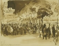 Lot 143 - Feliks Topolski RA (1907-1989)
'BOULEVARD MONTPARNASSE'
Signed with initials and inscribed with title l.l