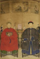 Lot 346 - A large Chinese ancestor portrait painting