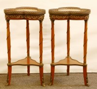 Lot 417 - A pair of Louis XV style inlaid tables