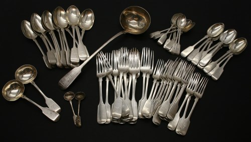 Lot 68 - A Victorian matched set of fiddle pattern cutlery