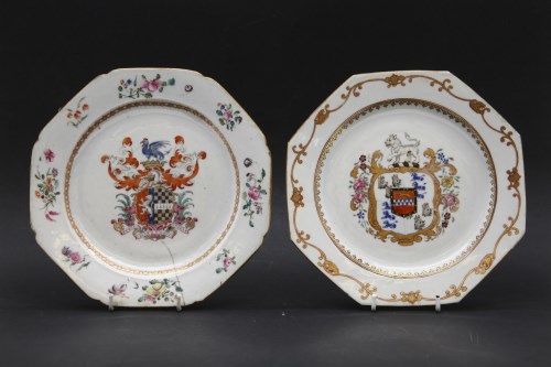 Lot 318 - Two Chinese export Armorial octagonal plates