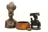 Lot 267 - A quantity of African carved hardwood figural busts and ornaments