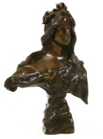 Lot 344 - An Art Nouveau style bronze bust of a maiden