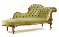 Lot 465 - A Victorian walnut chaise longue