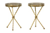 Lot 416 - A pair of marble and brass tables