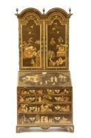 Lot 537 - A George III style chinoiserie bureau bookcase