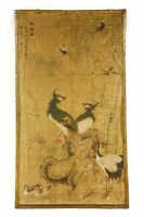 Lot 388 - A large 19th century Chinese painting on silk of peacocks