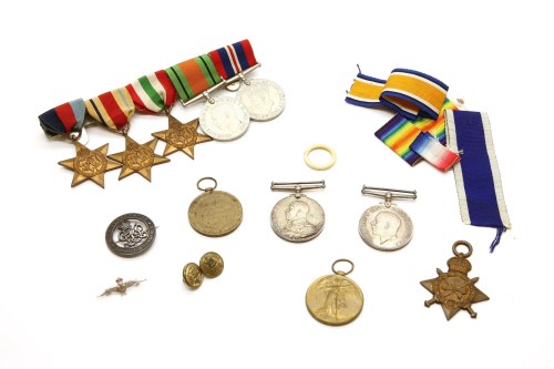 Lot 81 - A long service medal awarded to Frank Page for his services on HMS Vivid together with a First World War trio awarded to Frank Page