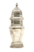 Lot 113 - A large hallmarked silver sugar caster