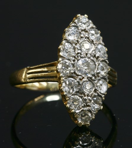 Lot 124 - A late Victorian diamond set marquise cluster ring
