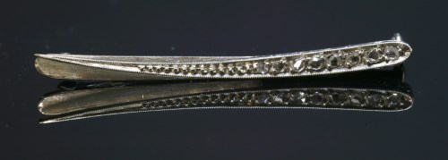 Lot 204 - An Austrian white gold diamond set bar brooch