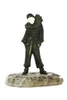 Lot 464 - A patinated bronze and ivory Pierrot