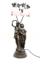 Lot 743 - A faux bronze table lamp in the form of a courting couple