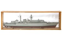 Lot 701 - A scratch built model of a frigate in glazed display case