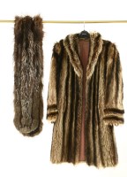 Lot 475A - A silver fox fur stole together with a wolf-fur mid-length coat circa 1920's