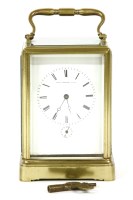 Lot 458 - A French brass carriage clock with alarm mechanism