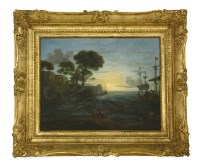 Lot 775 - Follower of Claude
A classical landscape with figures in boats