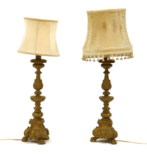 Lot 335 - A pair of giltwood table lamps