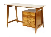 Lot 342 - An Italian fruitwood and white laminated desk