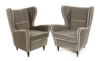 Lot 562 - A pair of grey upholstered armchairs