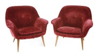 Lot 667 - A pair of Italian upholstered armchairs