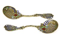 Lot 316 - A pair of silver gilt and enamel spoons