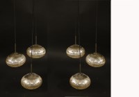 Lot 640 - A pair of Italian three-light hanging ceiling lights