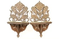 Lot 715 - A pair of inlaid Indian wall brackets