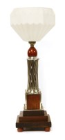 Lot 180 - An Art Deco silver and mahogany table lamp