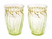 Lot 126 - A pair of Émile Gallé green glass beakers