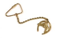 Lot 157 - An Egyptian gold keyring with rope chain