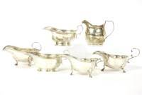 Lot 384 - A collection of silver sauceboats
