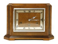 Lot 181 - An Art Deco walnut and coromandel inlaid mantel clock