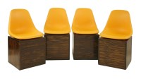 Lot 601 - A set of four 'Orly' orange moulded plastic and calamander chairs