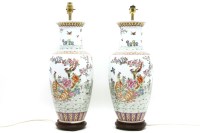 Lot 621 - A pair of modern Chinese porcelain table lamps