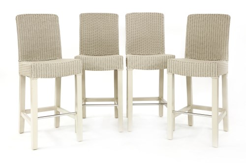 Lot 504 - A set of four 'Neptune' 'Shoreditch' wicker and grey bar stools