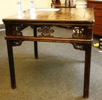 Lot 314 - A Chinese square elmwood table
