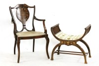 Lot 443A - An Edwardian inlaid rosewood elbow chair