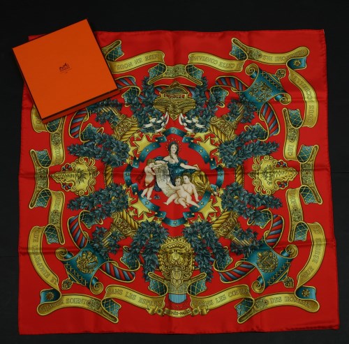 Lot 706 - A Hermes silk scarf 'Europe'