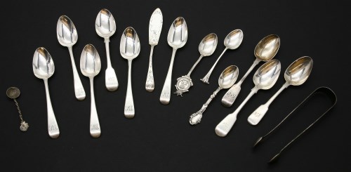 Lot 331 - A collection of Georgian and Victorian silver flatware and a small collection of Continental silver flatware approx 9oz