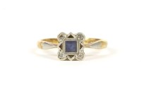 Lot 14 - An Art Deco gold sapphire and diamond square cluster ring