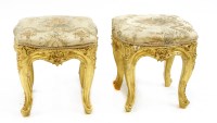 Lot 430 - A pair of carved and gilt wood stools