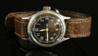 Lot 592 - A gentlemen's nickel plated WWII Bulova mechanical strap watch