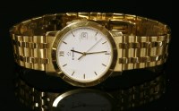 Lot 630 - A gentlemen's 18ct gold Eterna 1856 quartz bracelet watch